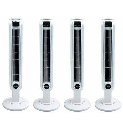 Lasko 36" 3 Speed Programmable Oscillation Tower Fan w/ Remote, White (4 Pack)