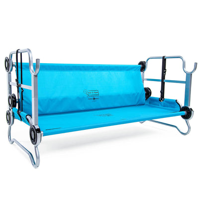Disc-O-Bed Youth Benchable Camping Cot with Organizers, Teal Blue - Open Box