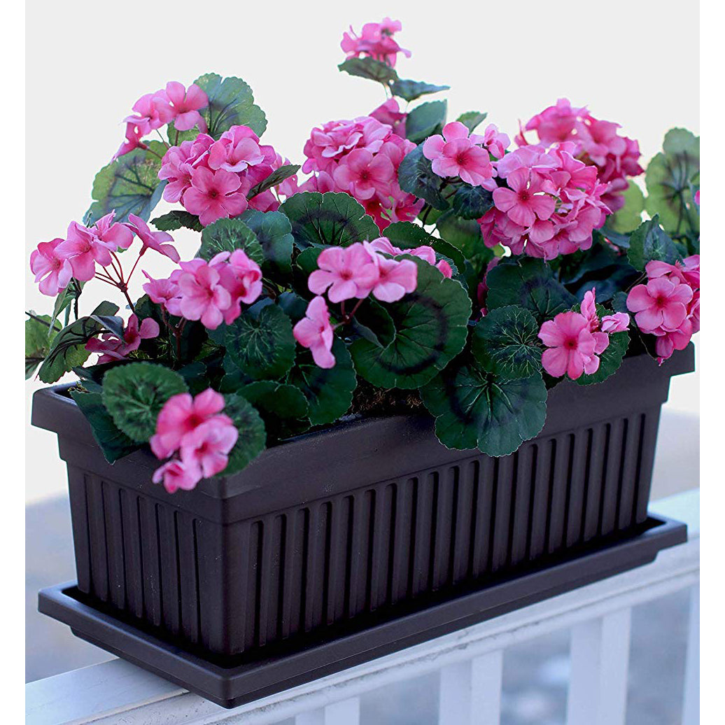 HC Companies VNP30000E21 29.5 In Plastic Venetian Flower Box, Chocolate (2 Pack)