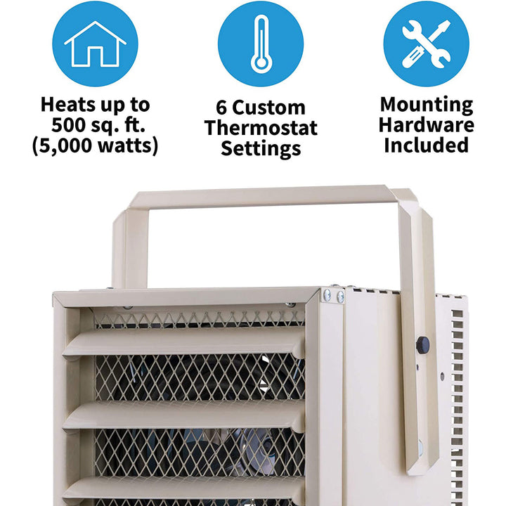 NewAir 240V 5000 Watts Garage Workshop Hardwired Space Heater, White (Open Box) - VMInnovations