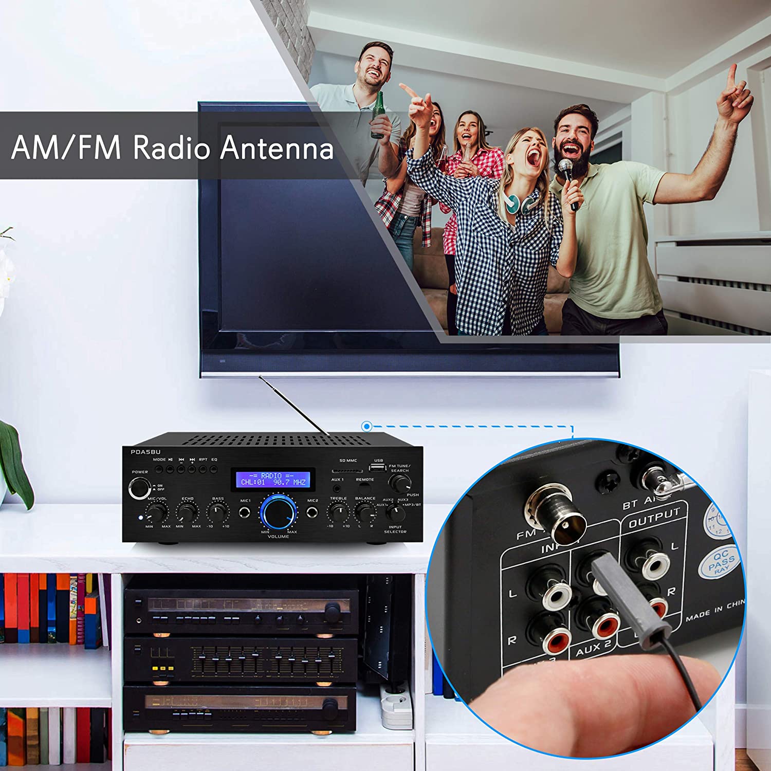 Pyle Home 200 Watt AM/FM AUX/USB Bluetooth Home Stereo Amplifier System (2 Pack) - VMInnovations