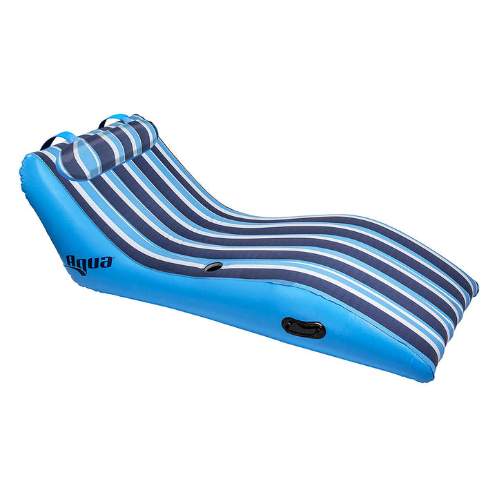 Aqua Lounge 1 Person Swimming Pool Float & 2 Person Pool Float Lounger Set, Blue - VMInnovations