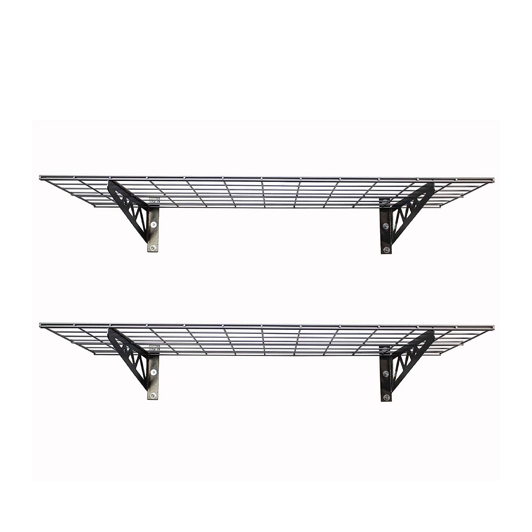 SafeRacks 24x48" Garage Shelf 2-Pack w/ Bike Hooks & 8ct Accessory Hook Package - VMInnovations