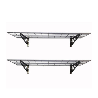 SafeRacks 24 x 48" Wall Shelf Two-Pack with Bike Tire Hooks, Gray (For Parts)
