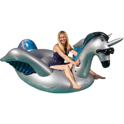 Two GAME Giant Inflatable Ride-On Alicorn Unicorn Pool Floats w/ Cup Holders - VMInnovations