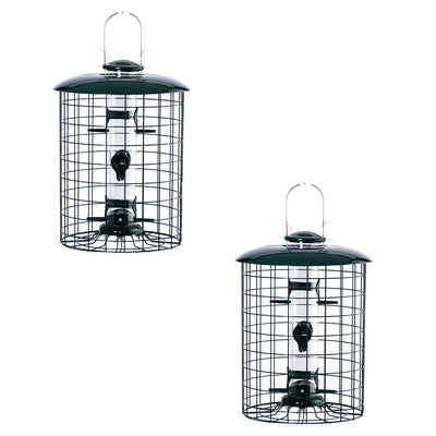 Woodlink 6 Port Metal Caged Seed Tube Protectant Bird Feeder, Black (2 Pack)