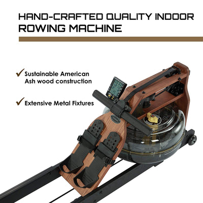 First Degree Fitness Black Reserve Rowing Machine, Black/Brown (Open Box)
