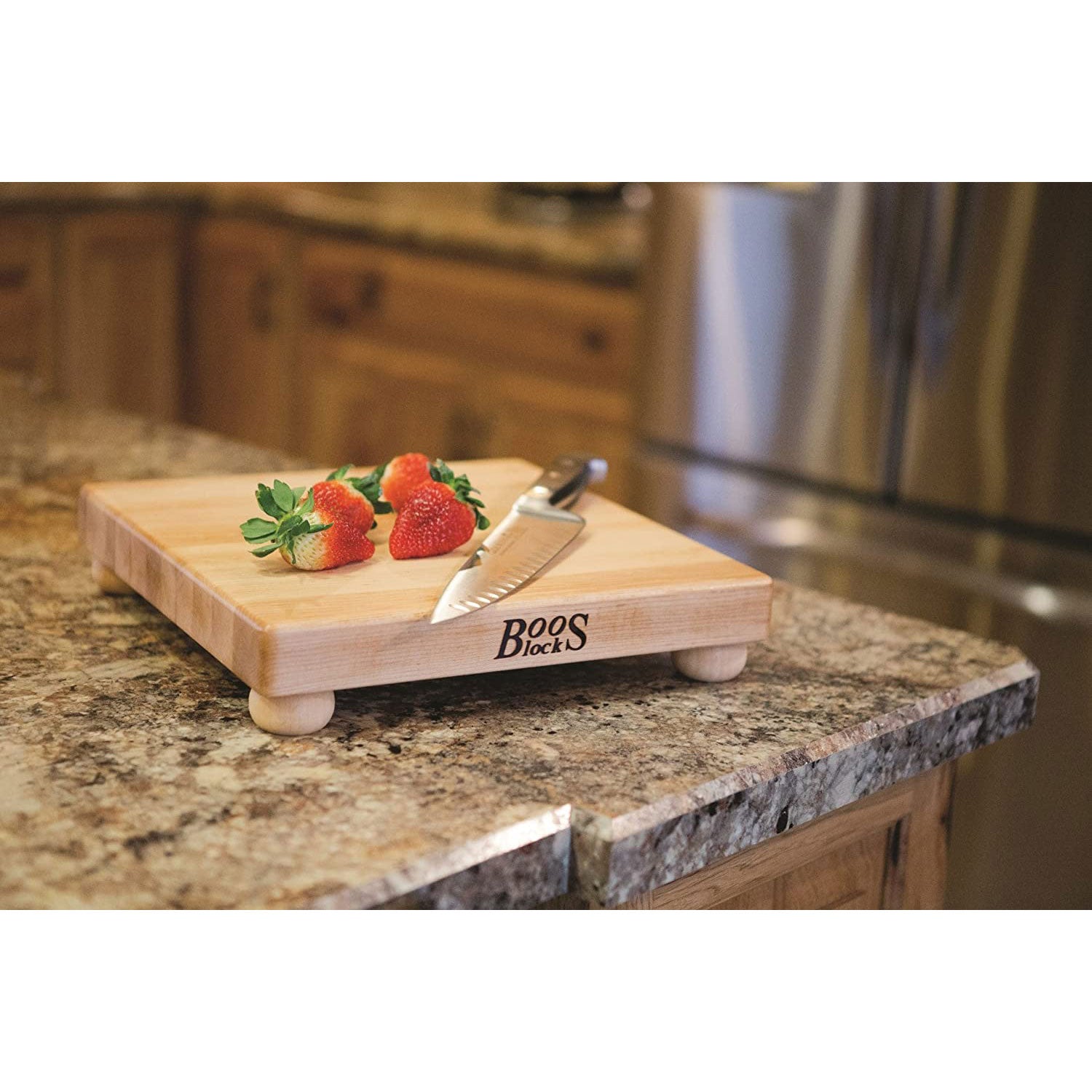 John Boos Maple Wood 12 Inch Cutting Board with Feet and 3 Piece Maintenance Set - VMInnovations
