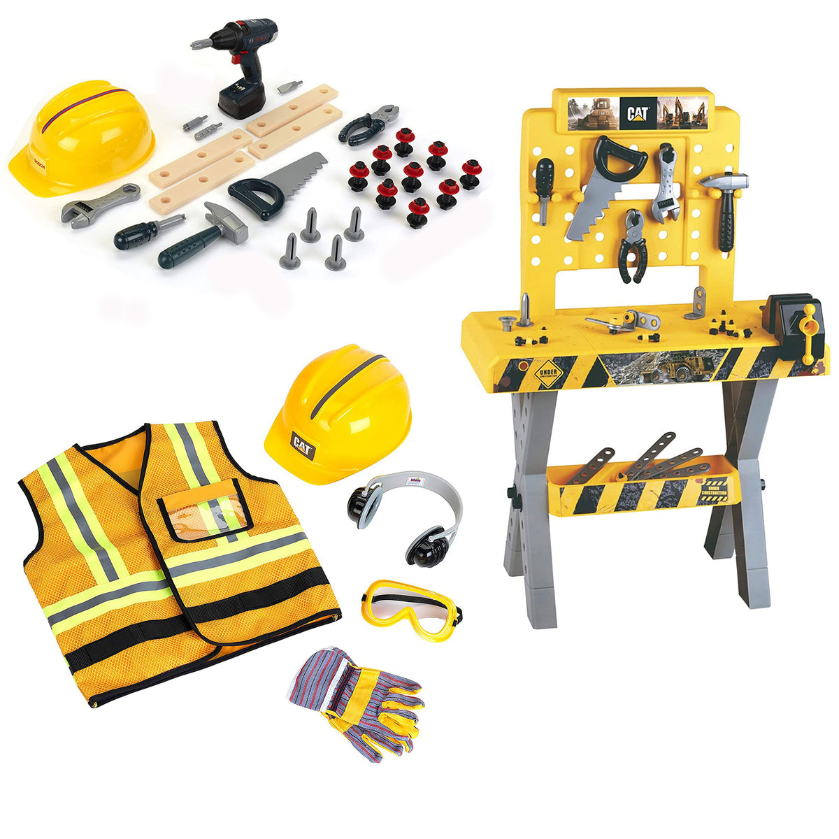 Theo Klein Bosch Toy Toolset Bundle with Construction Worker Vest and Workbench