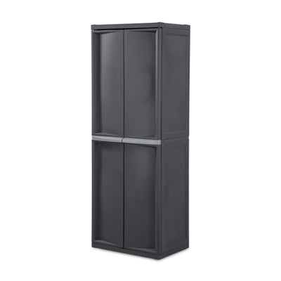 Sterilite Adjustable 4-Shelf Storage Cabinet With Doors, Gray | 01423V01 - VMInnovations
