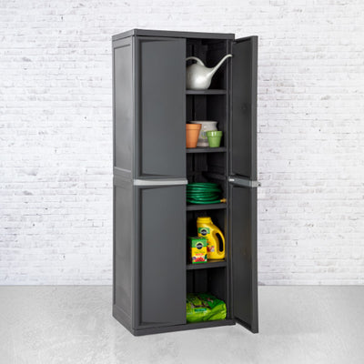Sterilite Adjustable 4-Shelf Storage Cabinet With Doors, Gray | 01423V01 - VMInnovations