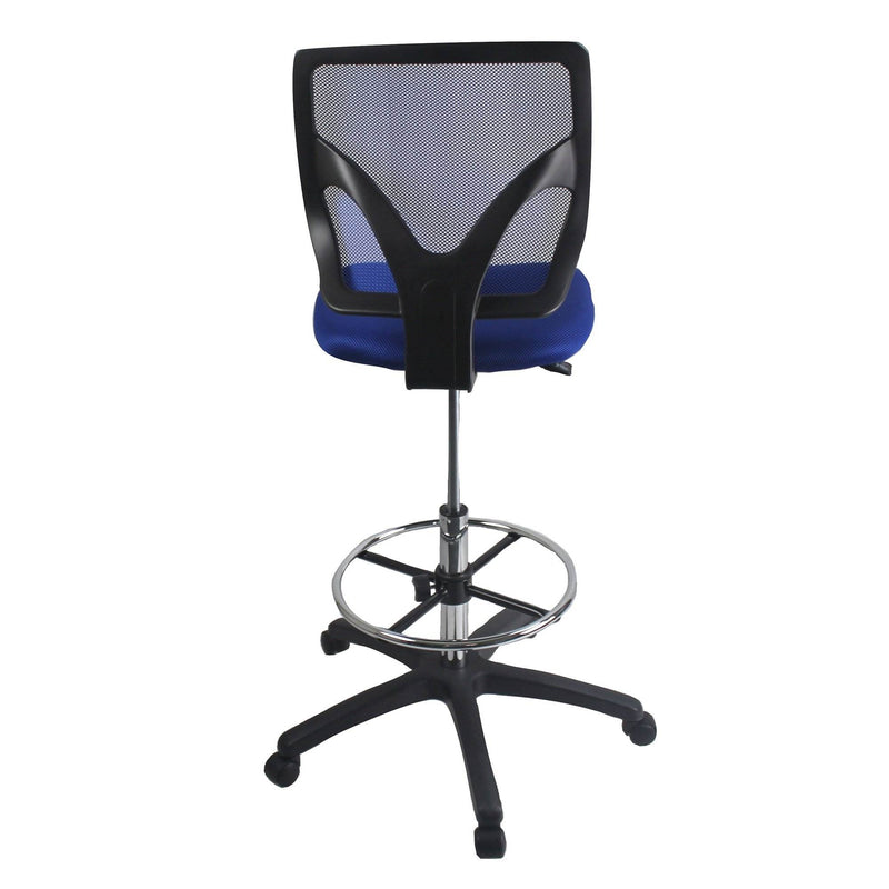 Cool Living Mesh Armless Fixed Upright Adjustable Height Drafting Chair, Blue