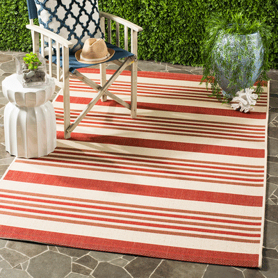 Safavieh Courtyard Beige/Red 5' x 8' Indoor/Outdoor Patio Area Rug (Open Box)