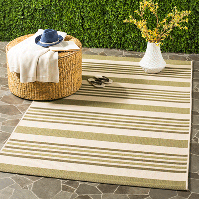 Safavieh Courtyard Beige/Green 5' x 8' Indoor/Outdoor Patio Area Rug (Open Box)