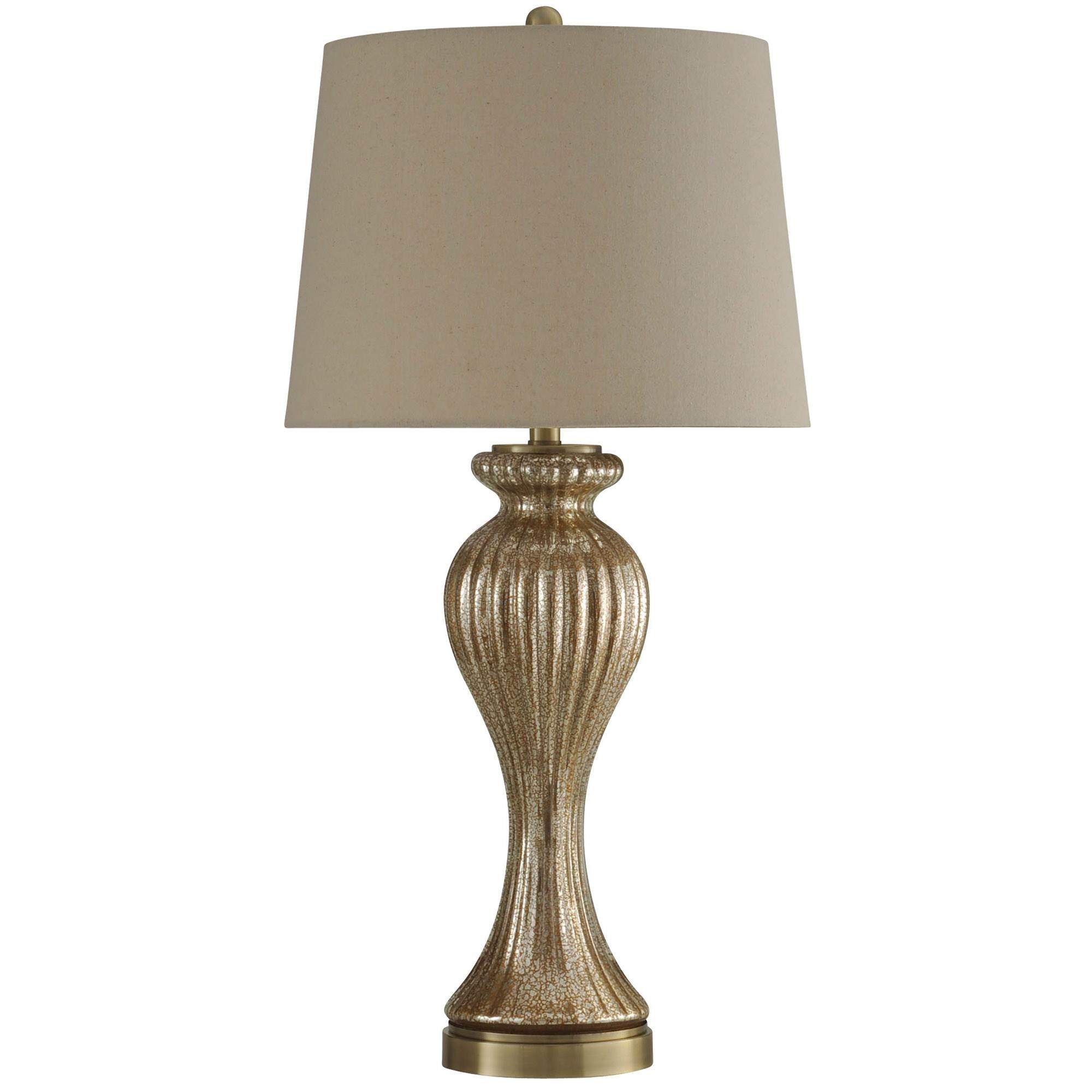 StyleCraft 32" Glass Glimmer Bronze Ridged Traditional Table Lamp (Open Box)