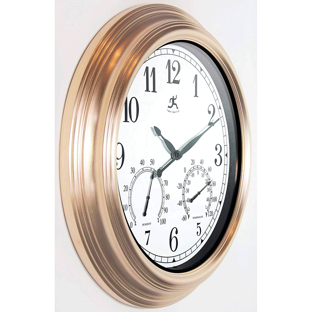 Infinity Instruments Churchill Round Indoor/Outdoor 18.5 Inch Wall Clock, (Used)