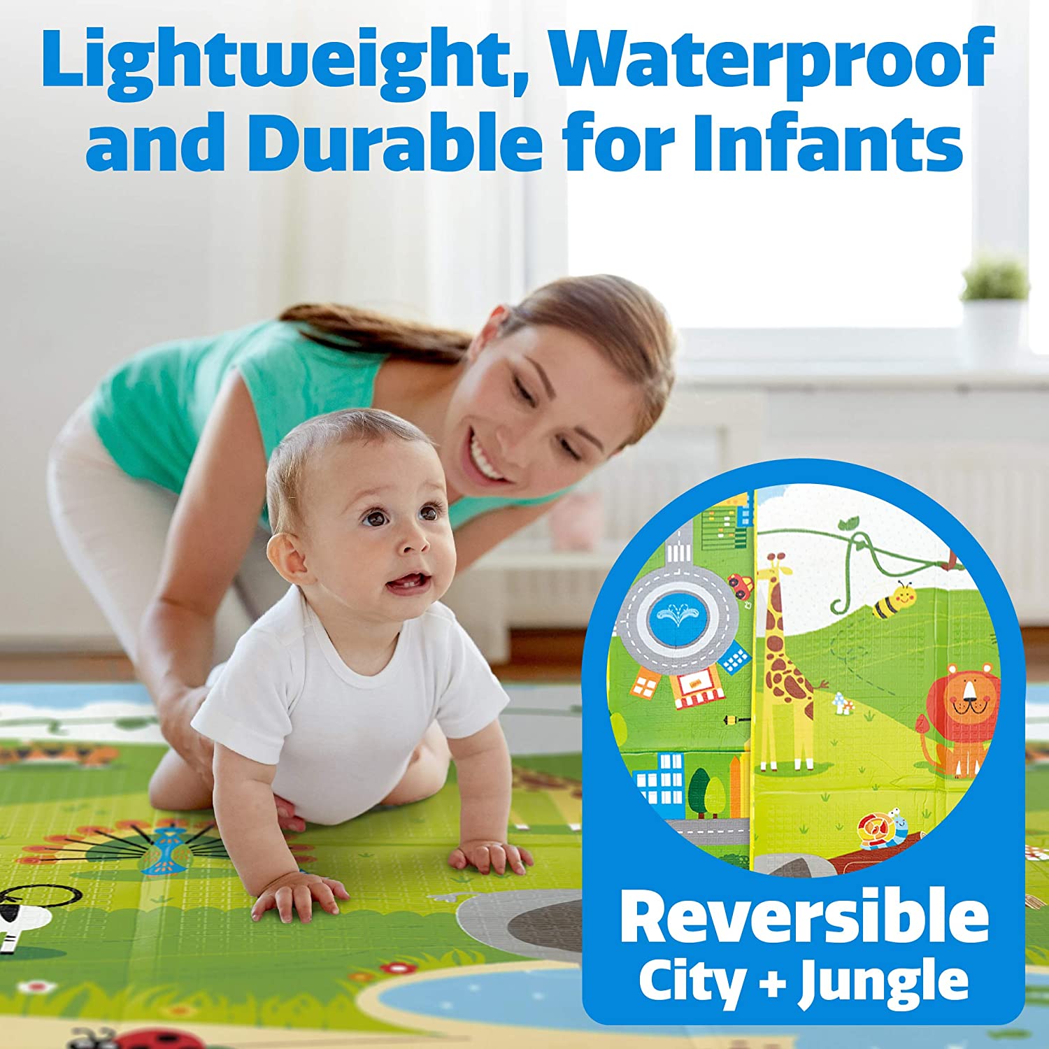 Hape E8372 Large 2 Sided Reversible Baby Activity Foam Foldable Play Mat (Refurbished)
