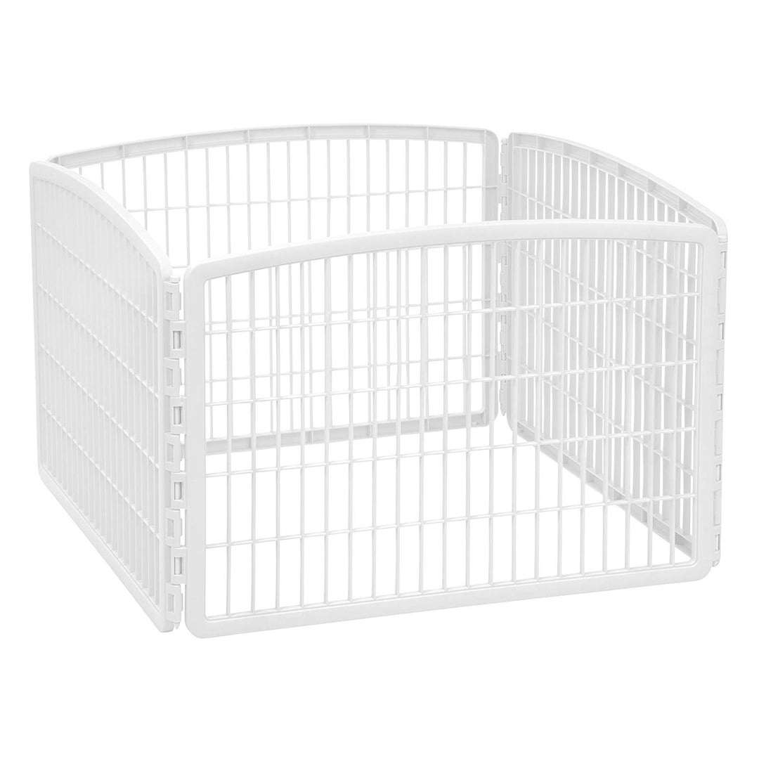 IRIS USA 4 Panel 3 Foot 24 Inch High Plastic Indoor Outdoor Pet Play Pen, White