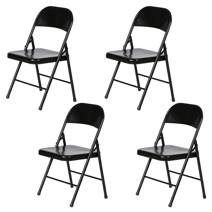 Plastic Development Group Steel Metal Folding Chair, Black (4 Pack) (Open Box)