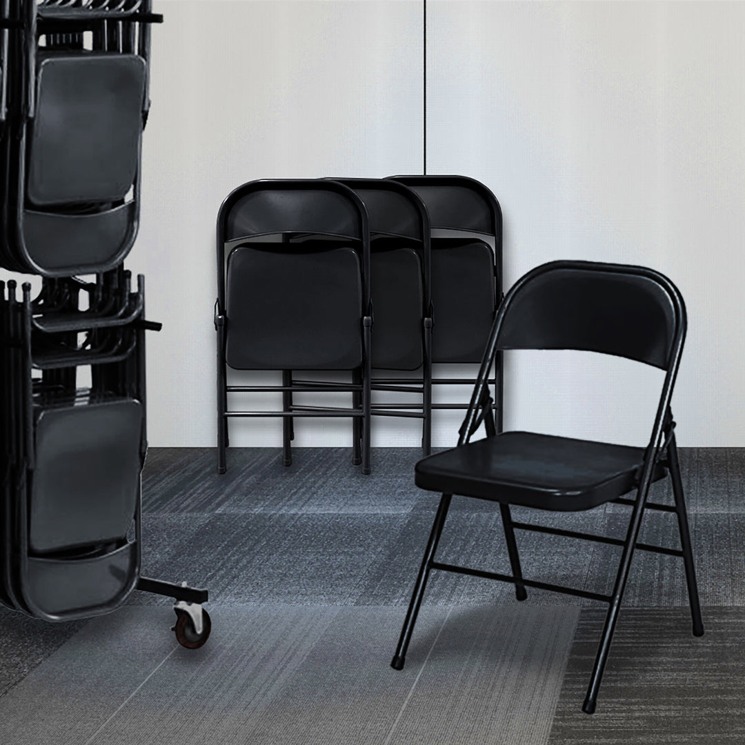 Plastic Development Group Steel Metal Folding Chair, Black (4 Pack) (Open Box)