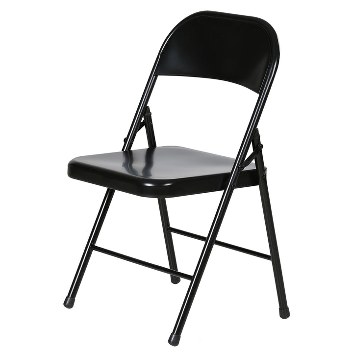 Plastic Development Group Steel Metal Folding Chair, Black (4 Pack) (Open Box)