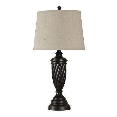 Abode 84 Bronze Metal Linen Shade Living Room Accent Table Lamp Set (2 Lamps)