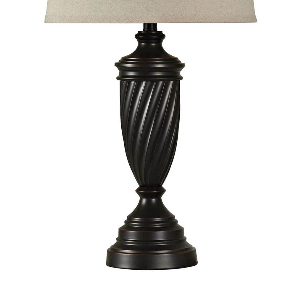 Abode 84 Bronze Metal Linen Shade Living Room Accent Table Lamp Set (2 Lamps)