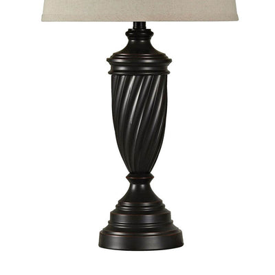 Abode 84 Bronze Metal Linen Shade Living Room Accent Table Lamp Set (2 Lamps)