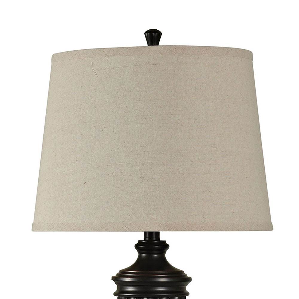 Abode 84 Bronze Metal Linen Shade Living Room Accent Table Lamp Set (2 Lamps)