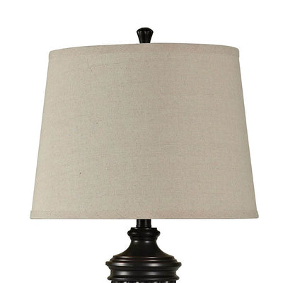 Abode 84 Bronze Metal Linen Shade Living Room Accent Table Lamp Set (2 Lamps)