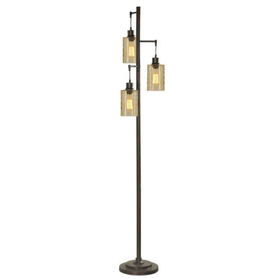 Abode 84 72-Inch Floor Lamp with 3 Glass Dimple Shades, Bronze (For Parts)