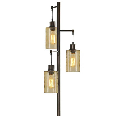 Collective Design 72-Inch Floor Lamp with 3 Glass Dimple Shades Bronze (Refurbished)