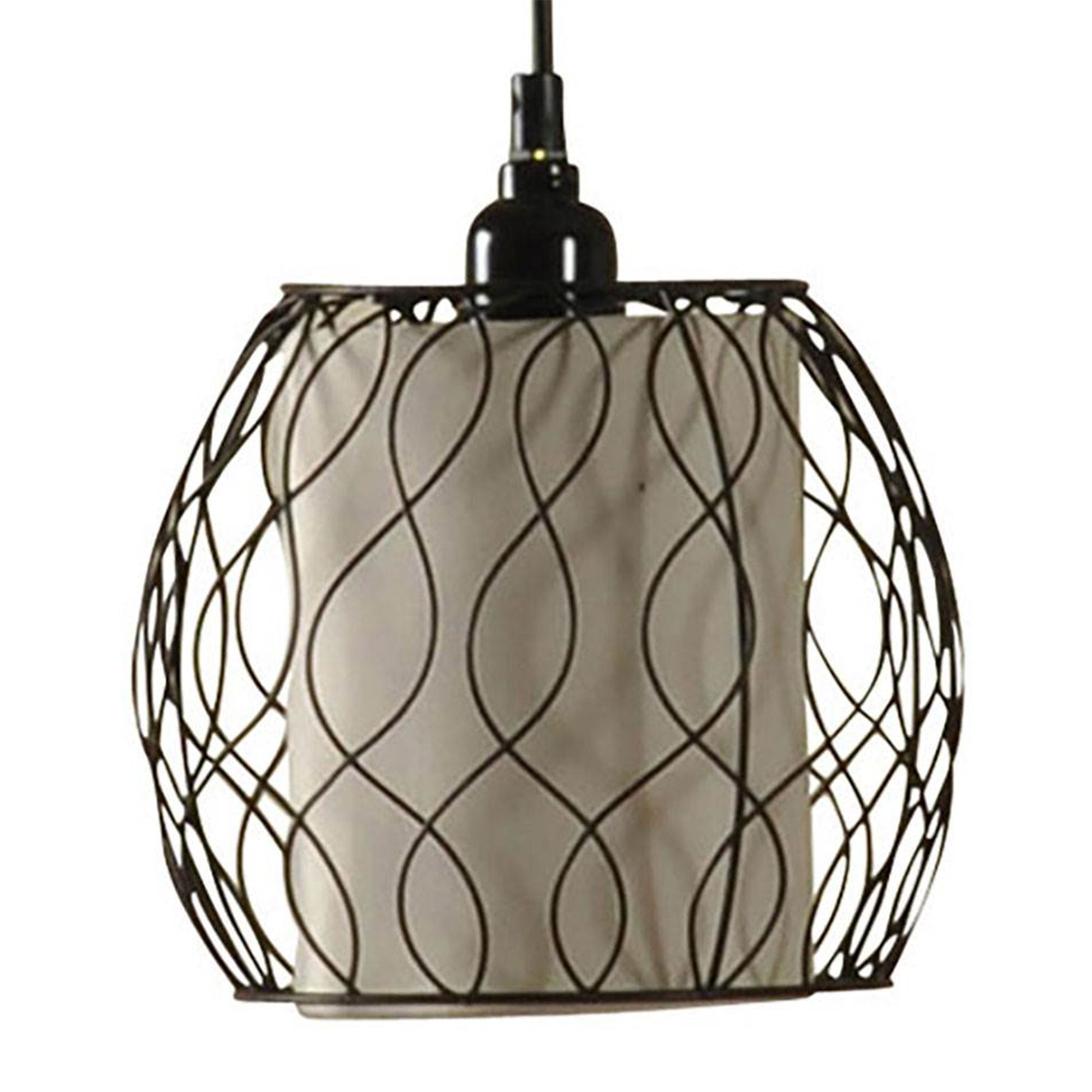 StyleCraft Clifton Lamp Post Floor Lamp w/ Woven Caged Shades, Bronze (Damaged)