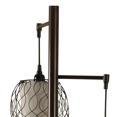 StyleCraft Clifton Lamp Post Floor Lamp w/ Woven Caged Shades, Bronze (Damaged)