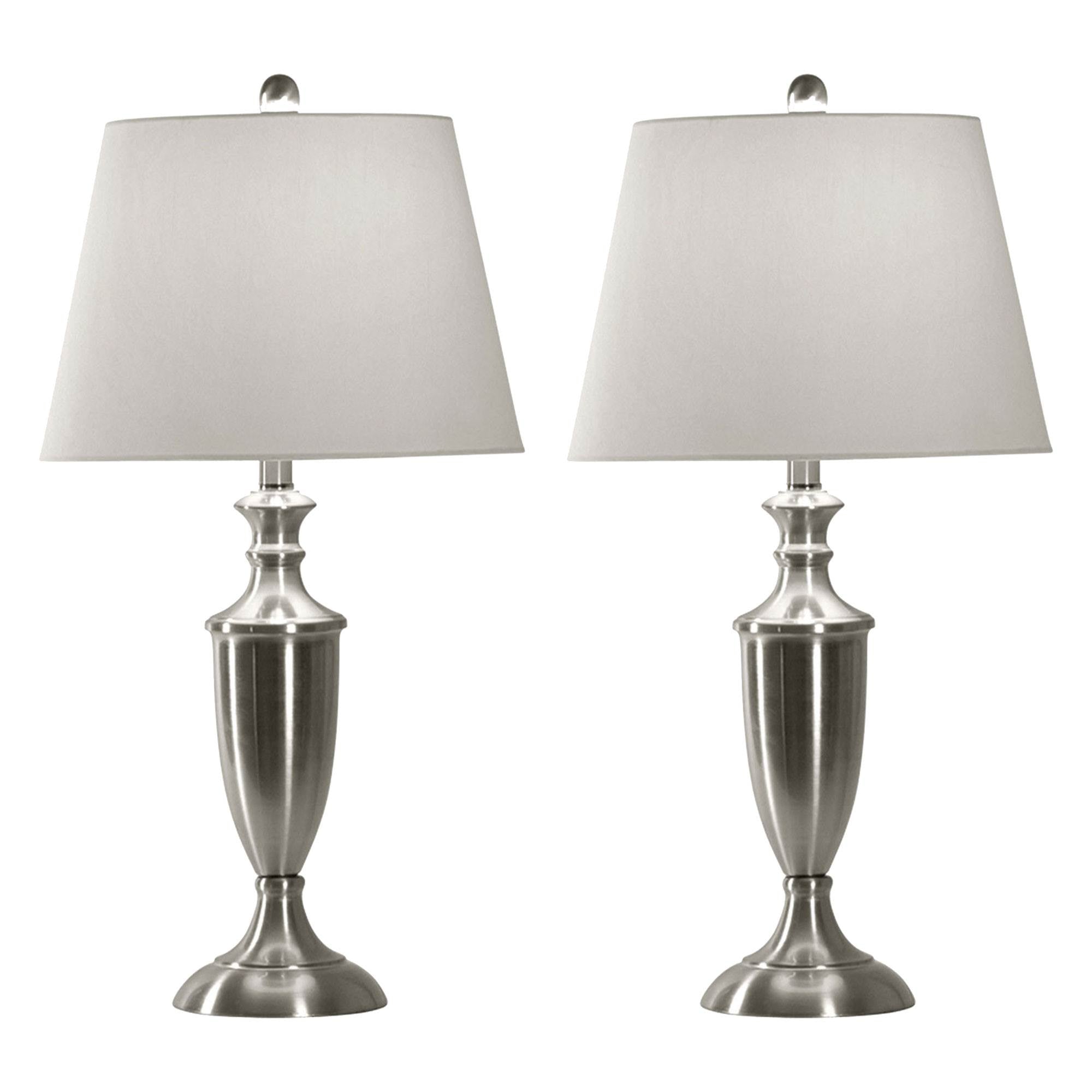 Abode 84 Brushed Steel Modern Table Lamp Pair and Floor Lamp Set | L81030 (Used)