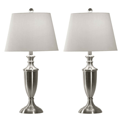 Abode 84 Brushed Steel Modern Table Lamp Pair and Floor Lamp Set | L81030 (Used)