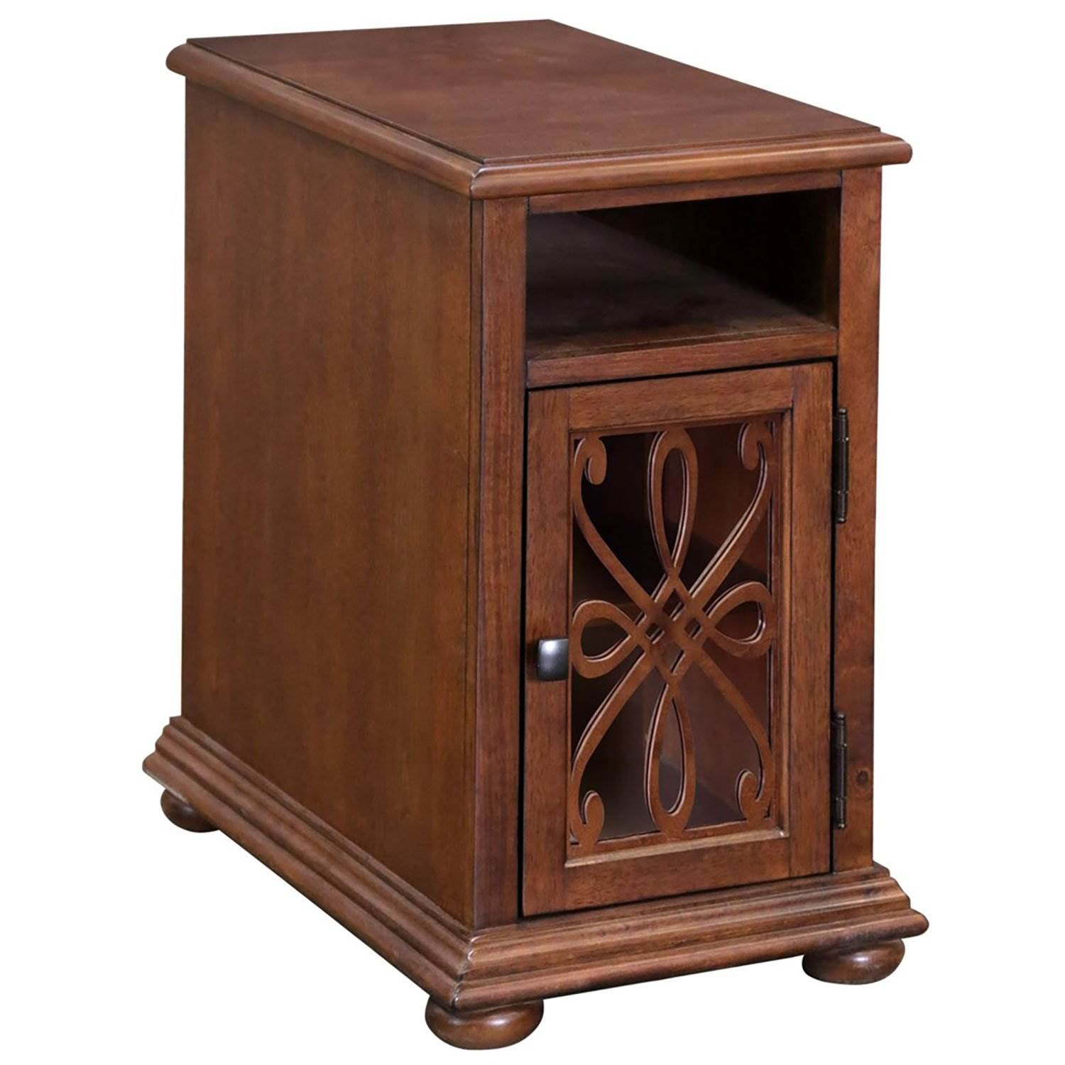 StyleCraft Chairside Wood End Cocktail Table w/ Open Storage, Brown (Used)