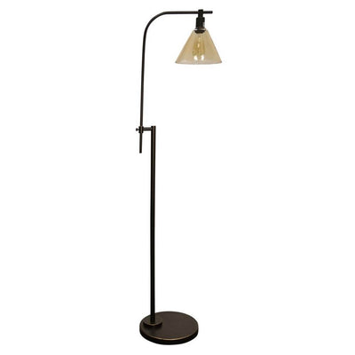 Stylecraft Bronze Adjustable Height Floor Reading Lamp w/ Glass Shade (Open Box)