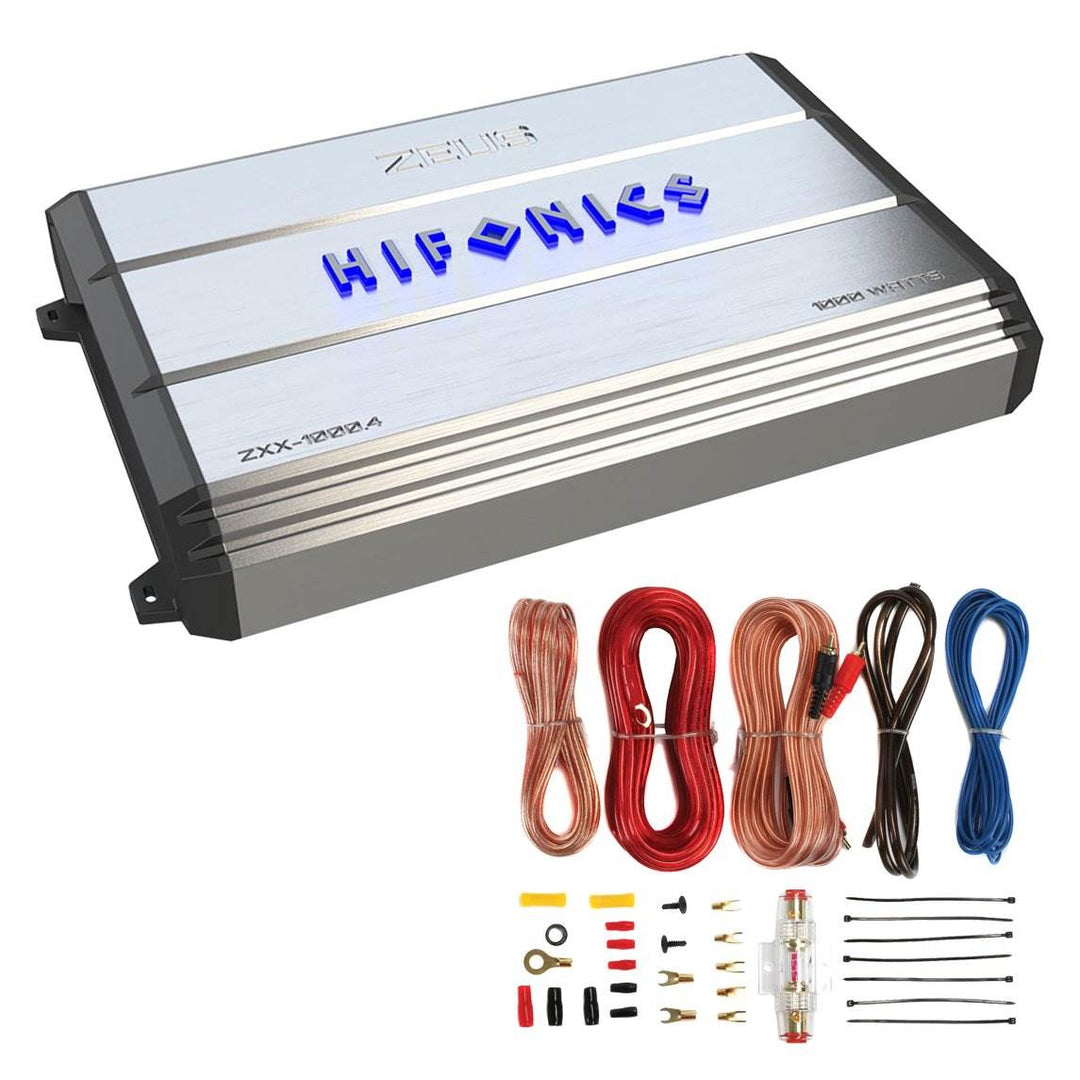 Hifonics ZXX-1000.4 1000W 4 Channel Class A/B Bridgeable Amplifier w/ Wiring Kit