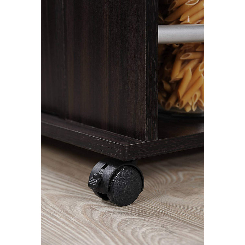 Hodedah Kitchen Island Cabinet Drawer Storage with Spice & Towel Rack, Chocolate