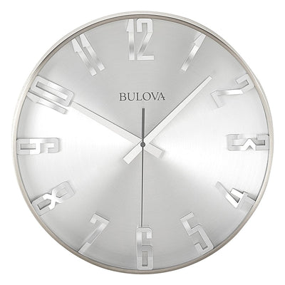 Bulvoa Clocks C4846 Director 16 Inch Slim Metal Analog Wall Clock, Satin Pewter (Refurbished)