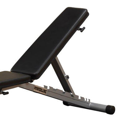 Body Solid Powerline Flat Folding Home Gym Multi-Bench Press w/ Olympic Barbell