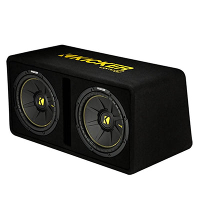 Kicker Dual 10" 1200W Subwoofer Enclosure and 1500W Monoblock Amp w/ Wiring Kit