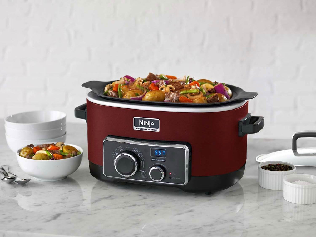 Ninja Refurbished 6 Quart 3-in-1 Multi-System Slow Cooker, Red (For Parts)