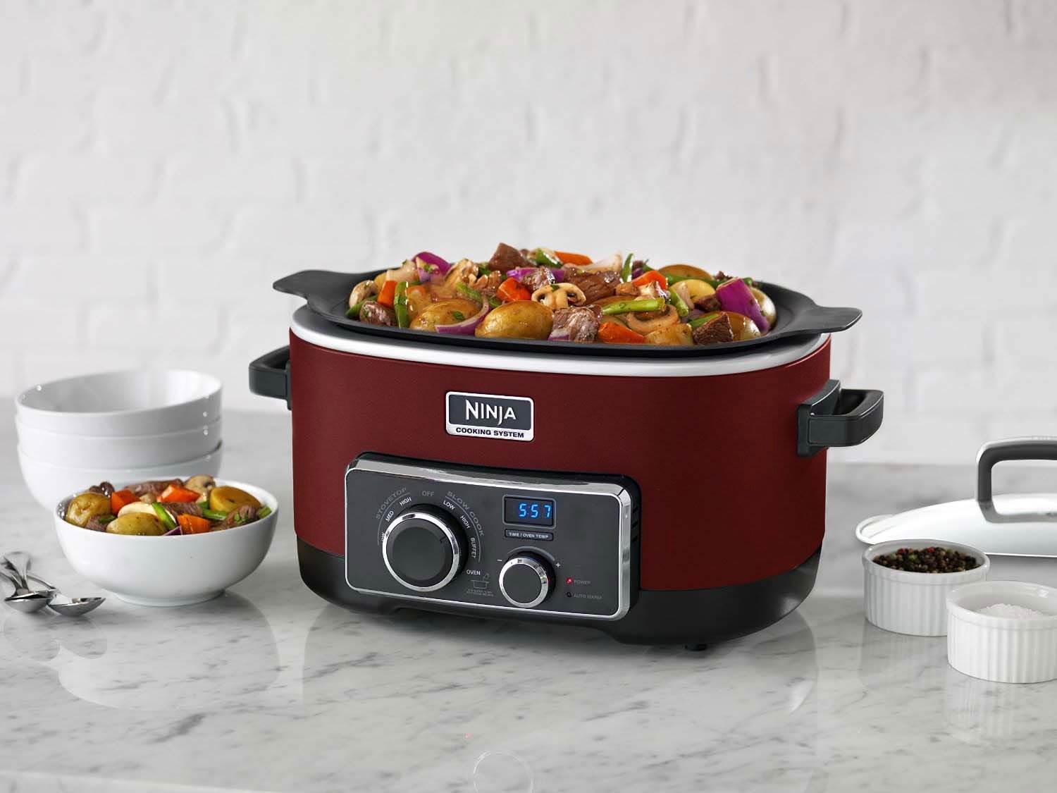 Ninja Refurbished 6 Quart 3-in-1 Multi-System Slow Cooker, Red (Open Box)