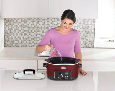 Ninja Refurbished 6 Quart 3-in-1 Multi-System Slow Cooker, Red (For Parts)