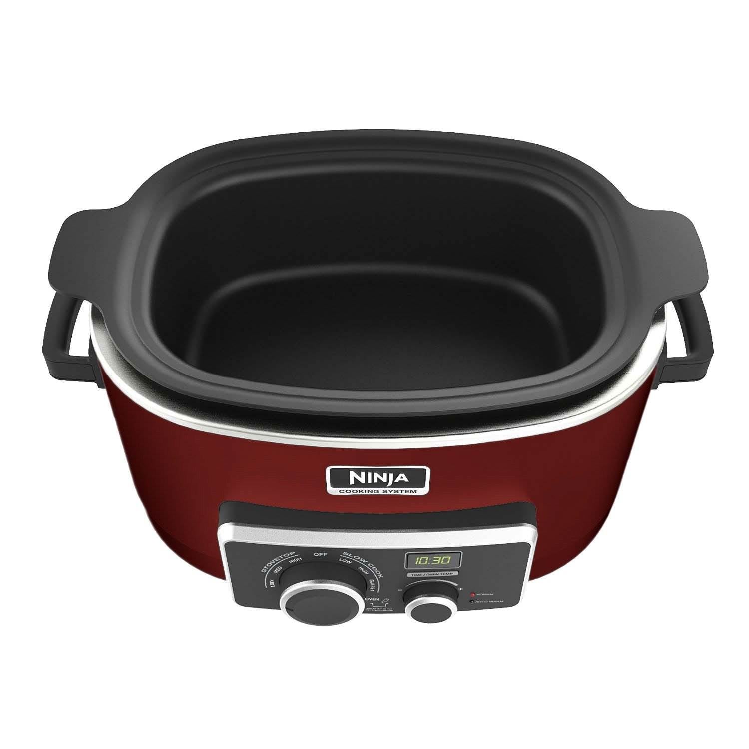 Ninja Refurbished 6 Quart 3-in-1 Multi-System Slow Cooker, Red (For Parts)
