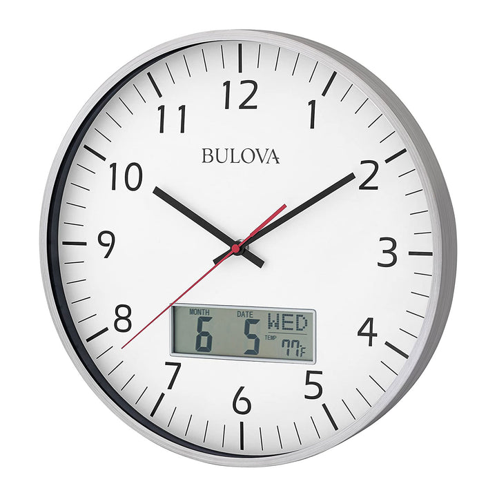 Bulova Clocks Manager Digital Decorative Glass Hanging Wall Clock (Open Box)