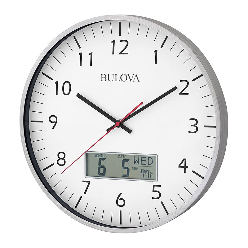 Bulova Clocks Manager Digital Decorative Glass Hanging Wall Clock, (Used)