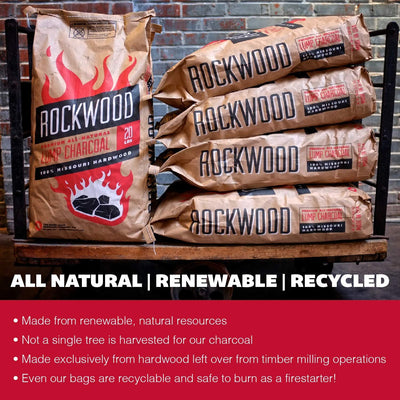 Rockwood 20 Pound All Natural Hardwood Grill Smoker Lump Charcoal Bag (2 Pack)